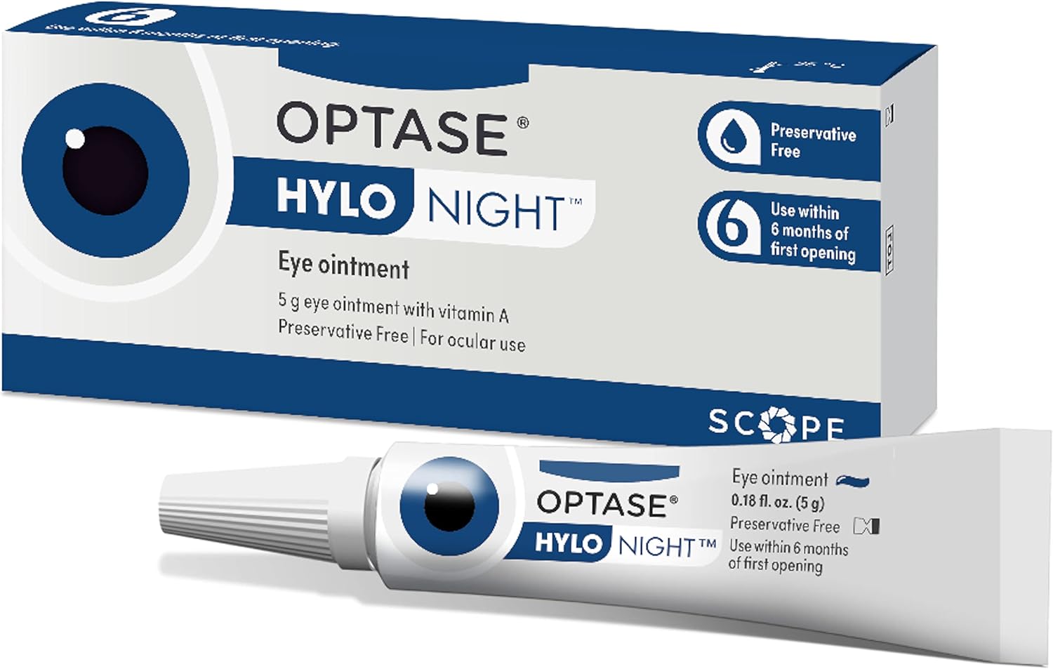 OPTASE Hylo Night Dry Eye Ointment - Nighttime Eye Gel for Dry Eyes