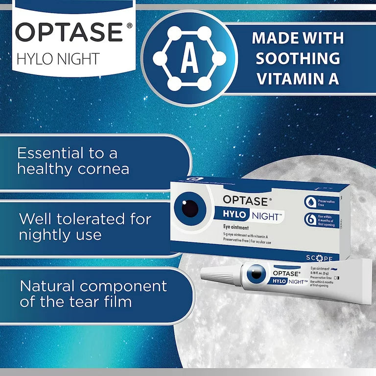 OPTASE Hylo Night Dry Eye Ointment - Nighttime Eye Gel for Dry Eyes