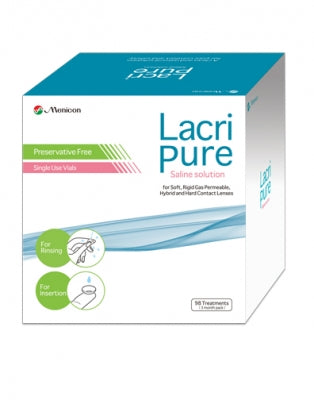 Menicon Lacripure Sterile Saline Solution - 98 Vials for Scleral Lenses